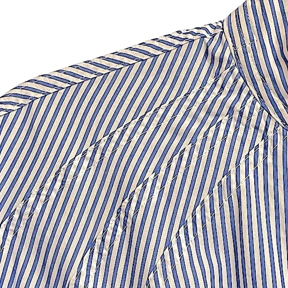Nordstrom 1901 Striped Blue & White Cotton Shirtdress Belt Cotton Obi Sash Sz 6 - Picture 9 of 12